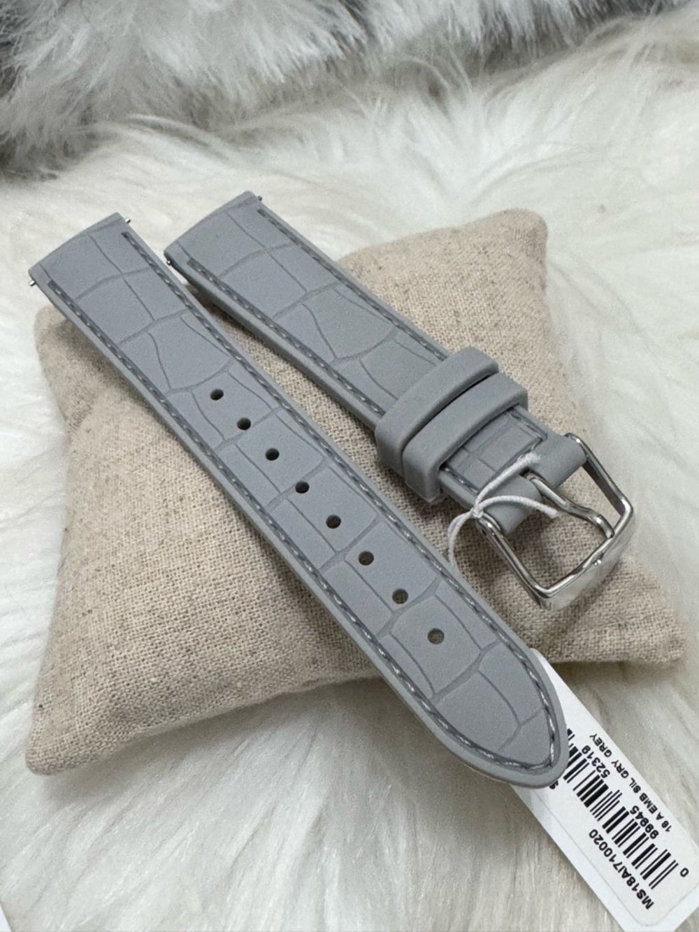 NEW wTags Michele 18MM Silicone Watch Band in Silver Grey - Picture 3 of 7